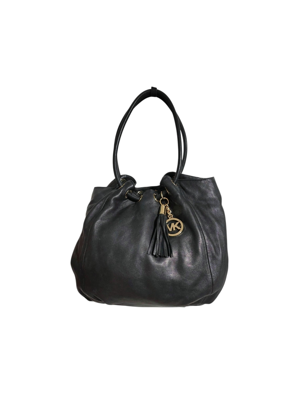 Michael Kors Black Leather Shoulder Bag with Tassel